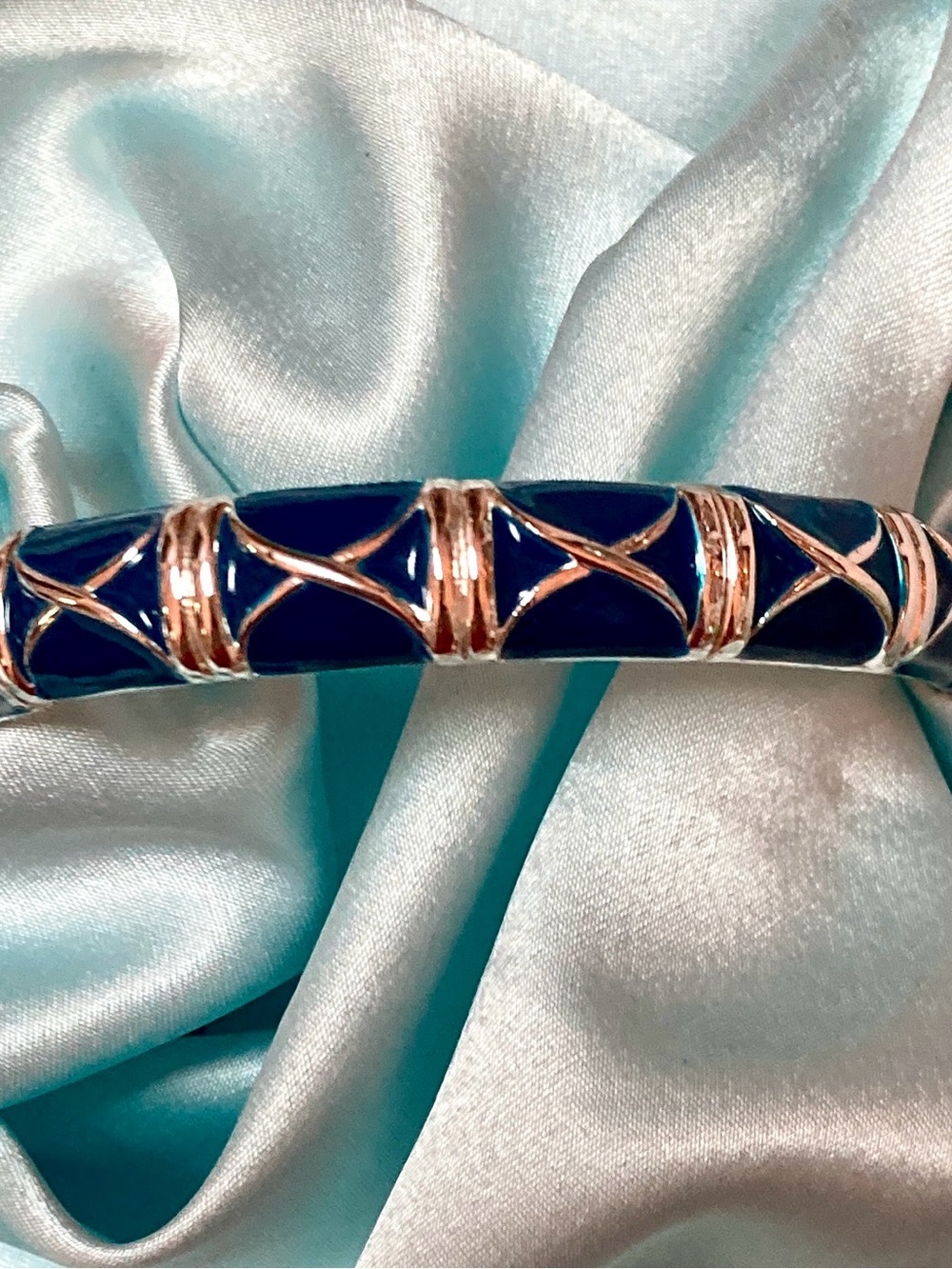 Navy blue Enamel Bangle Bracelet Silver New